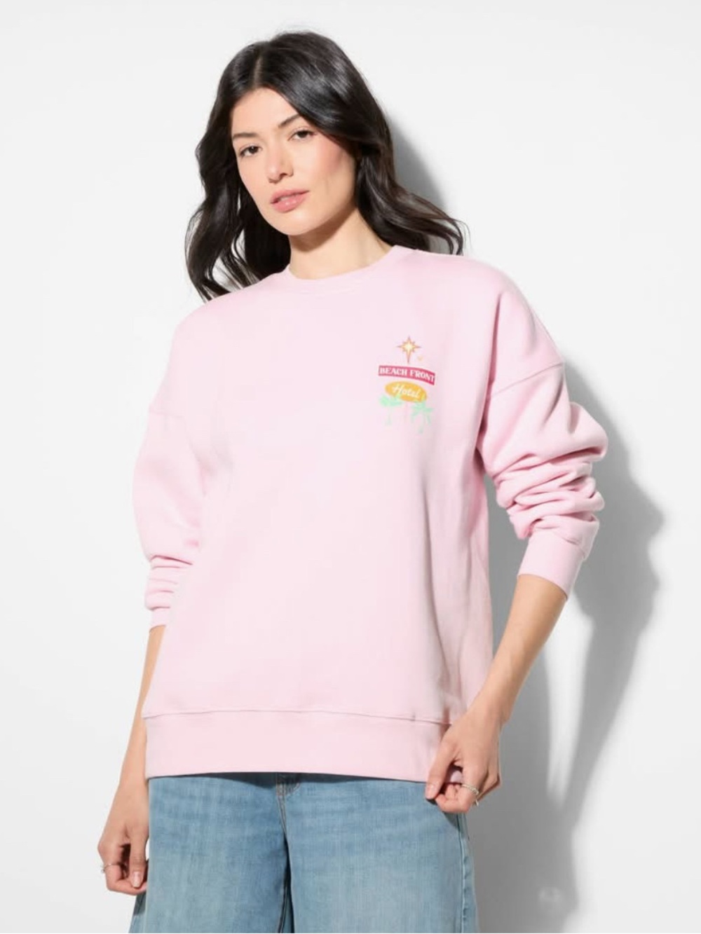 wild fable Light Pink beach theme oversized Graphic Sweatshirt